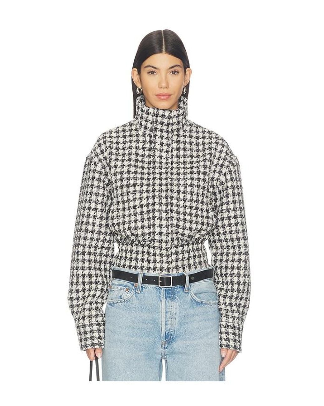 Lovers + Friends Blue Rachel Tweed Bomber Jacket