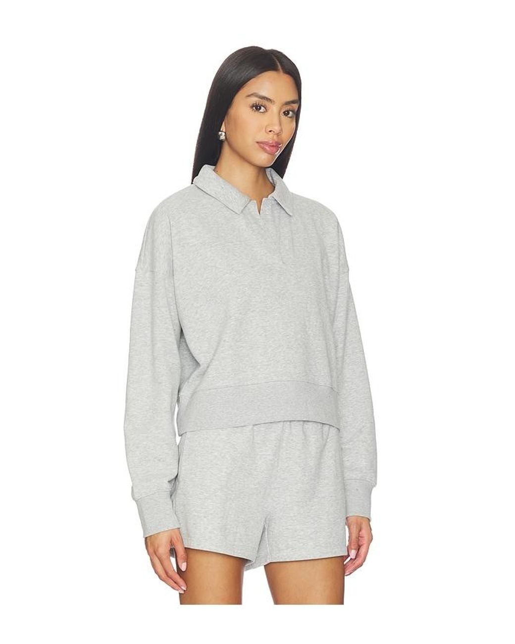 Beyond Yoga White Luxefleece Collared Sweatshirt