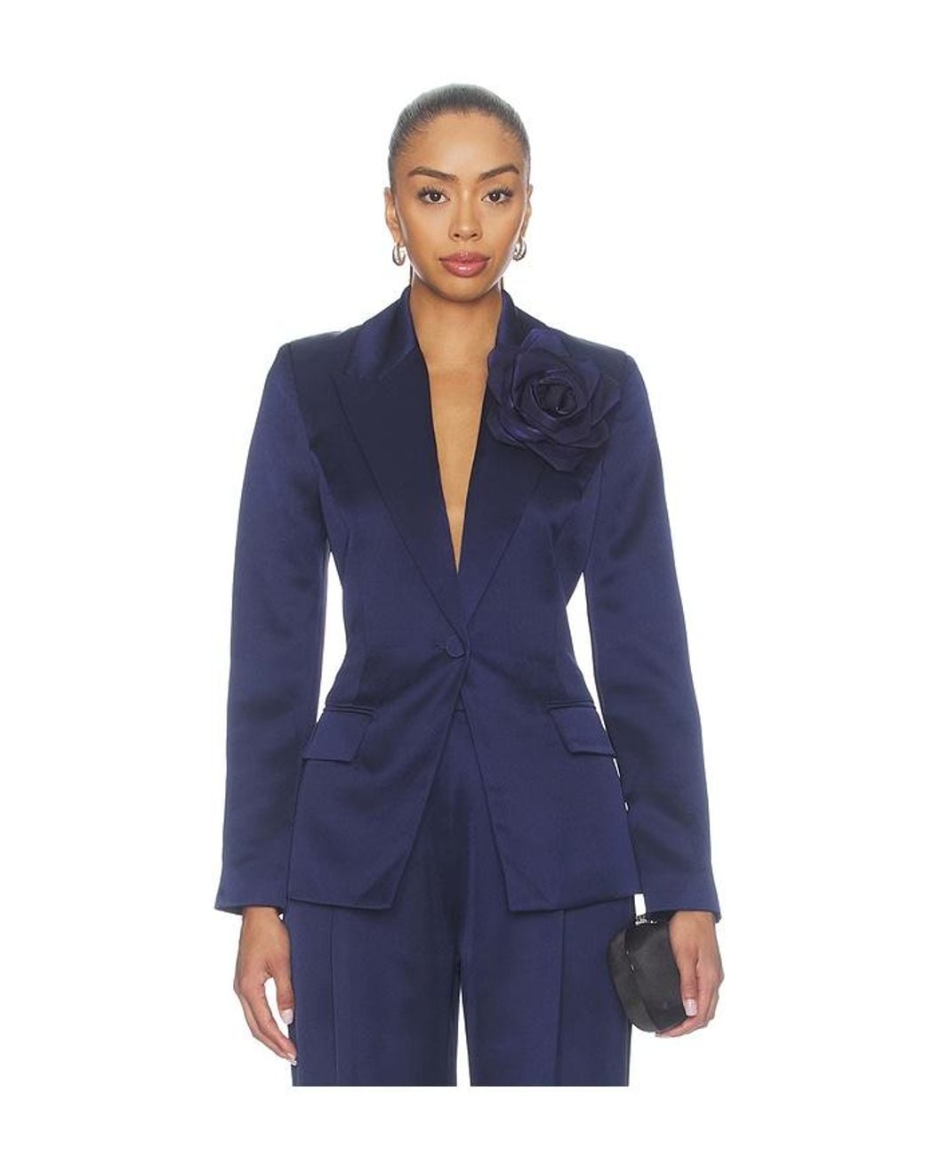 Nadine Merabi Blue Satin Blazer