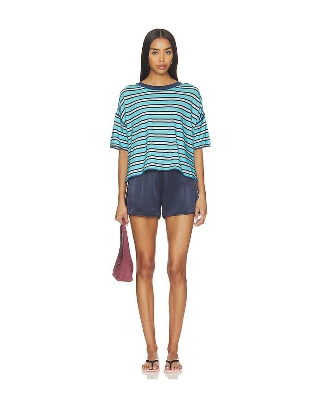 Free People Blue X We The Free Clean Rugby Tee
