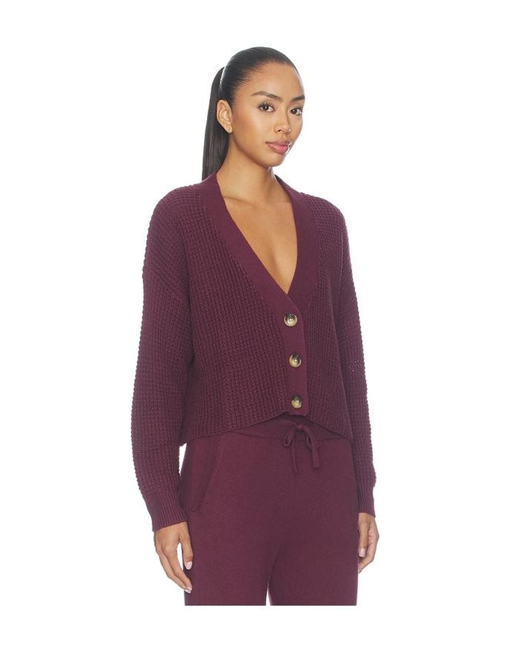 Eberjey Purple Recy Sweater Crop Cardigan