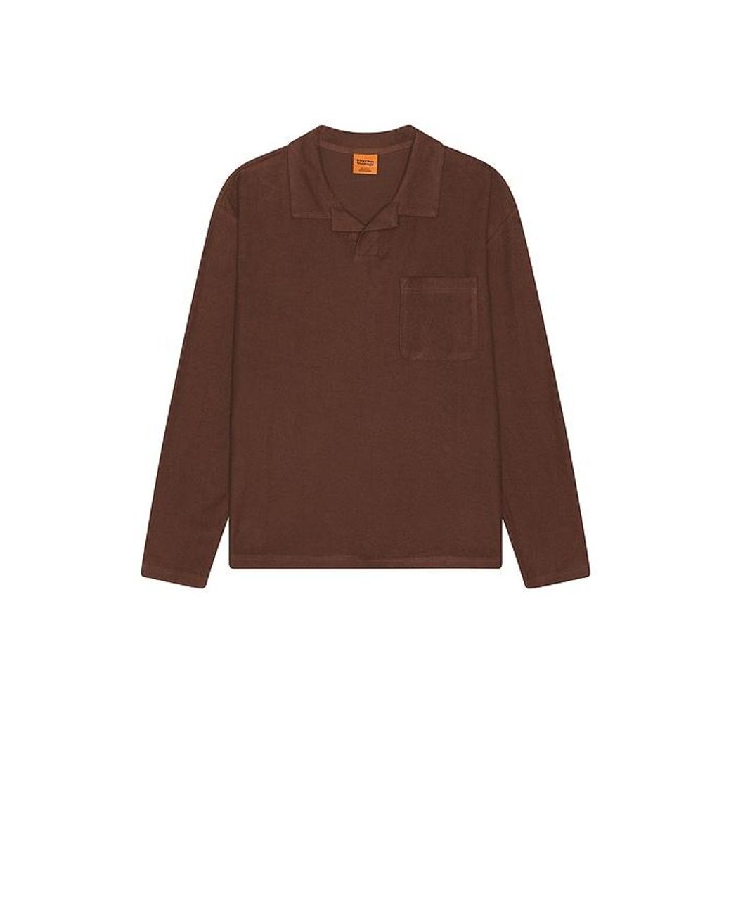 Rhythm Brown Vintage Terry Long Sleeve Polo for men
