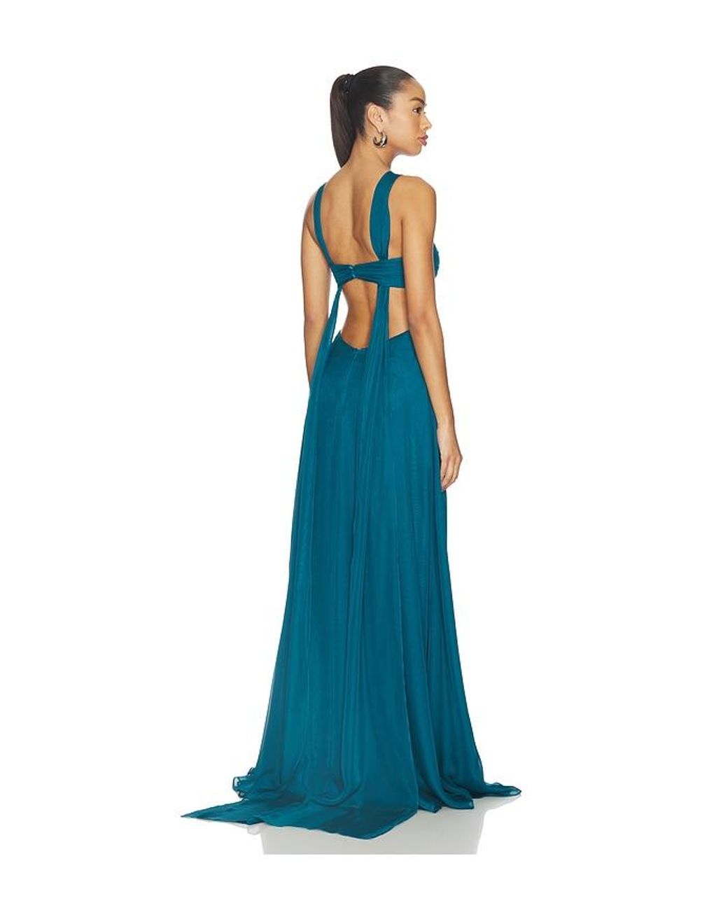 retroféte Blue Meira Chiffon Dress