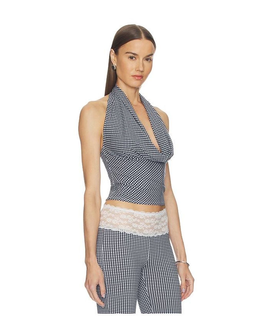 Frankie's Bikinis Blue Jay Cotton Jersey Halter Top