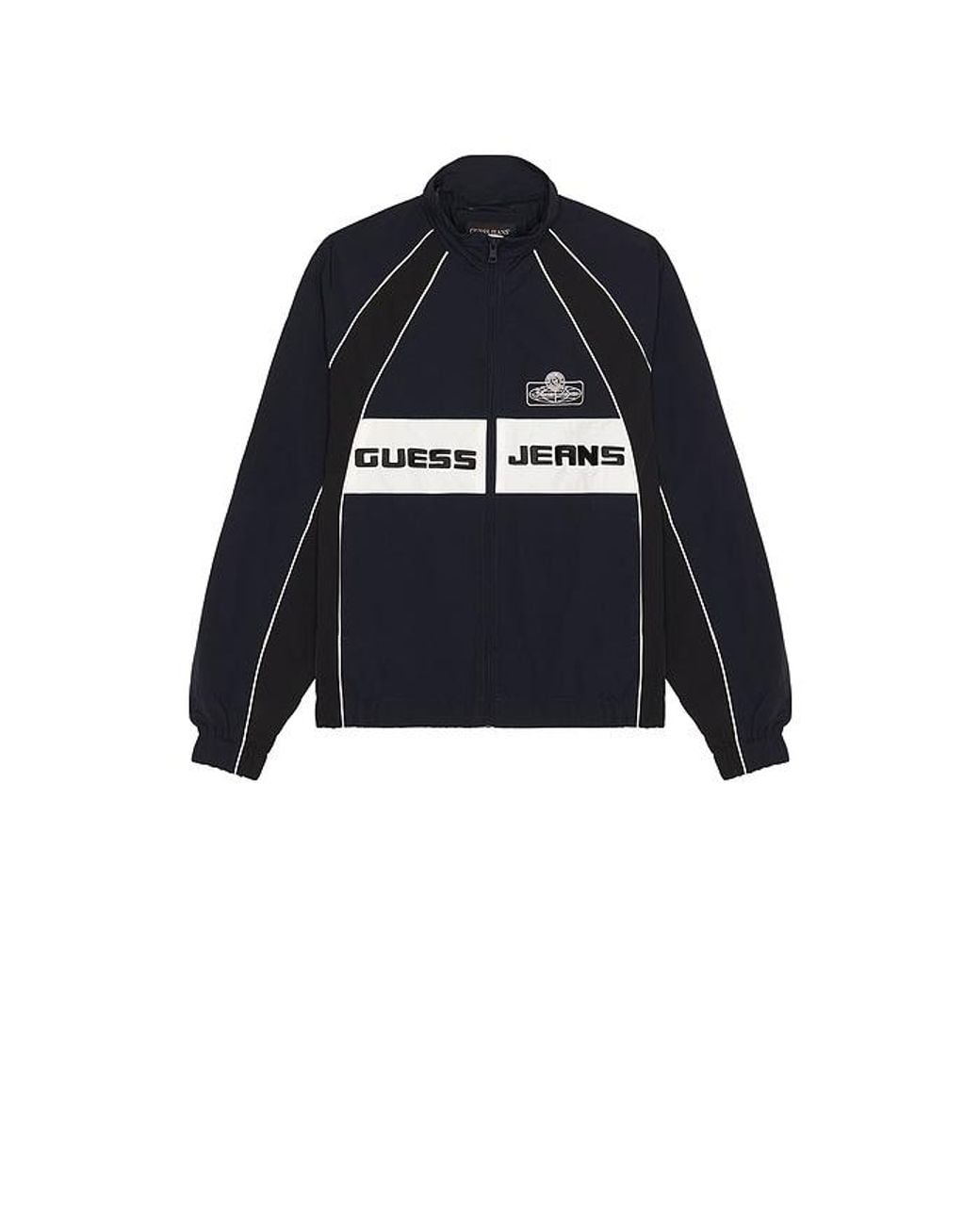 Guess Blue Crinkle Nylon Track Jacket for men