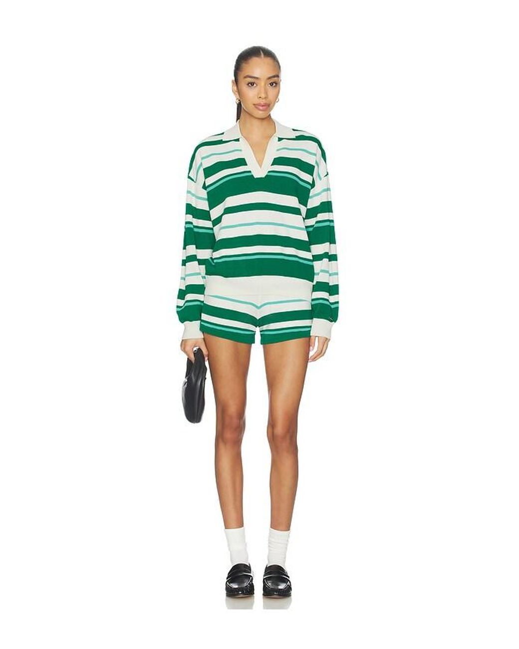 P.E Nation Green Retreat Stripe Knit Short