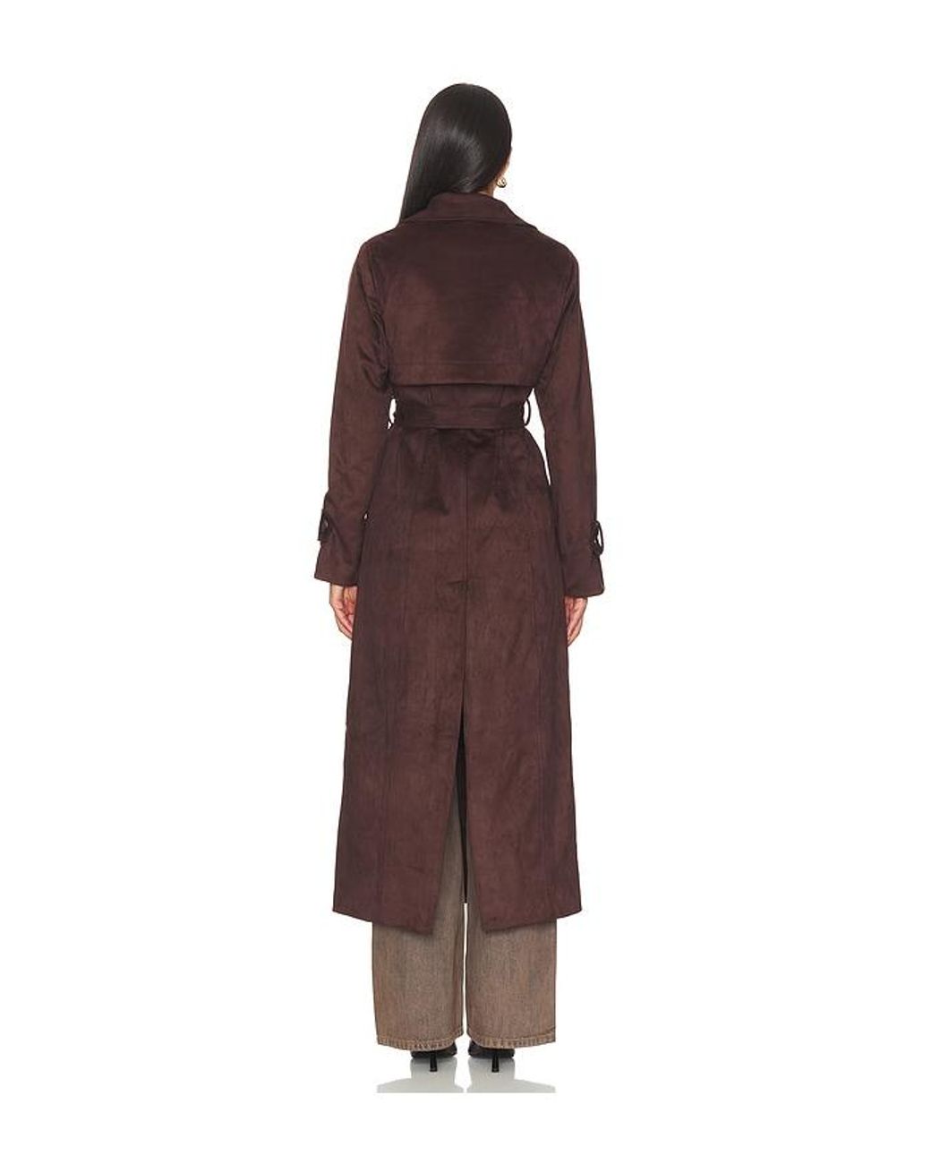 SNDY'S Brown Sutton Faux Suede Trench Coat