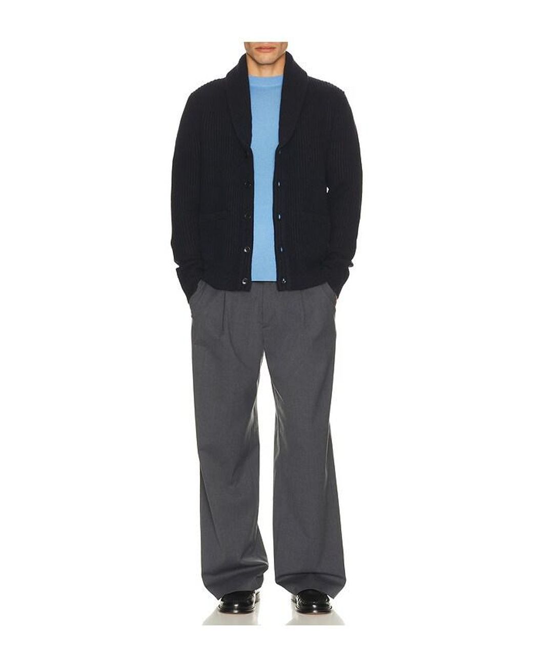 Reigning Champ Blue Merino Kenny Shawl Cardigan for men