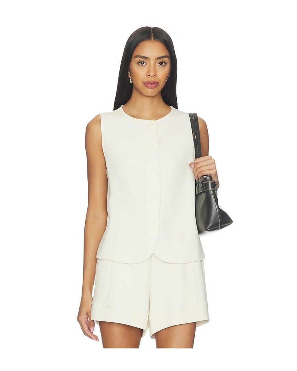 Varley White Josie Button Through Tank Top