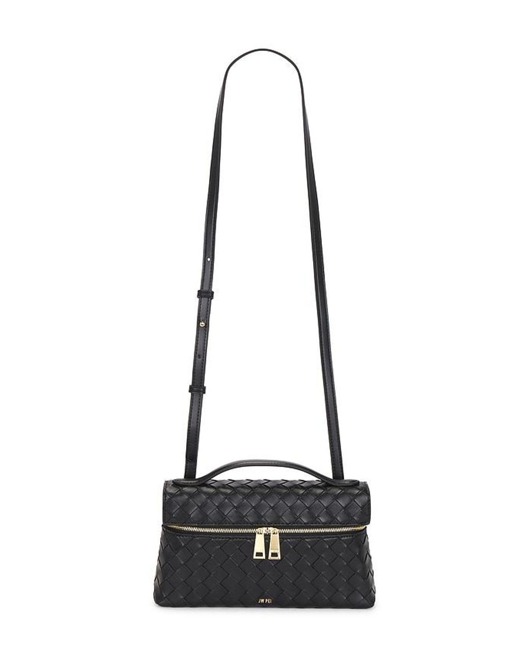 JW PEI Black Thea Weave Texture Top Handle Bag