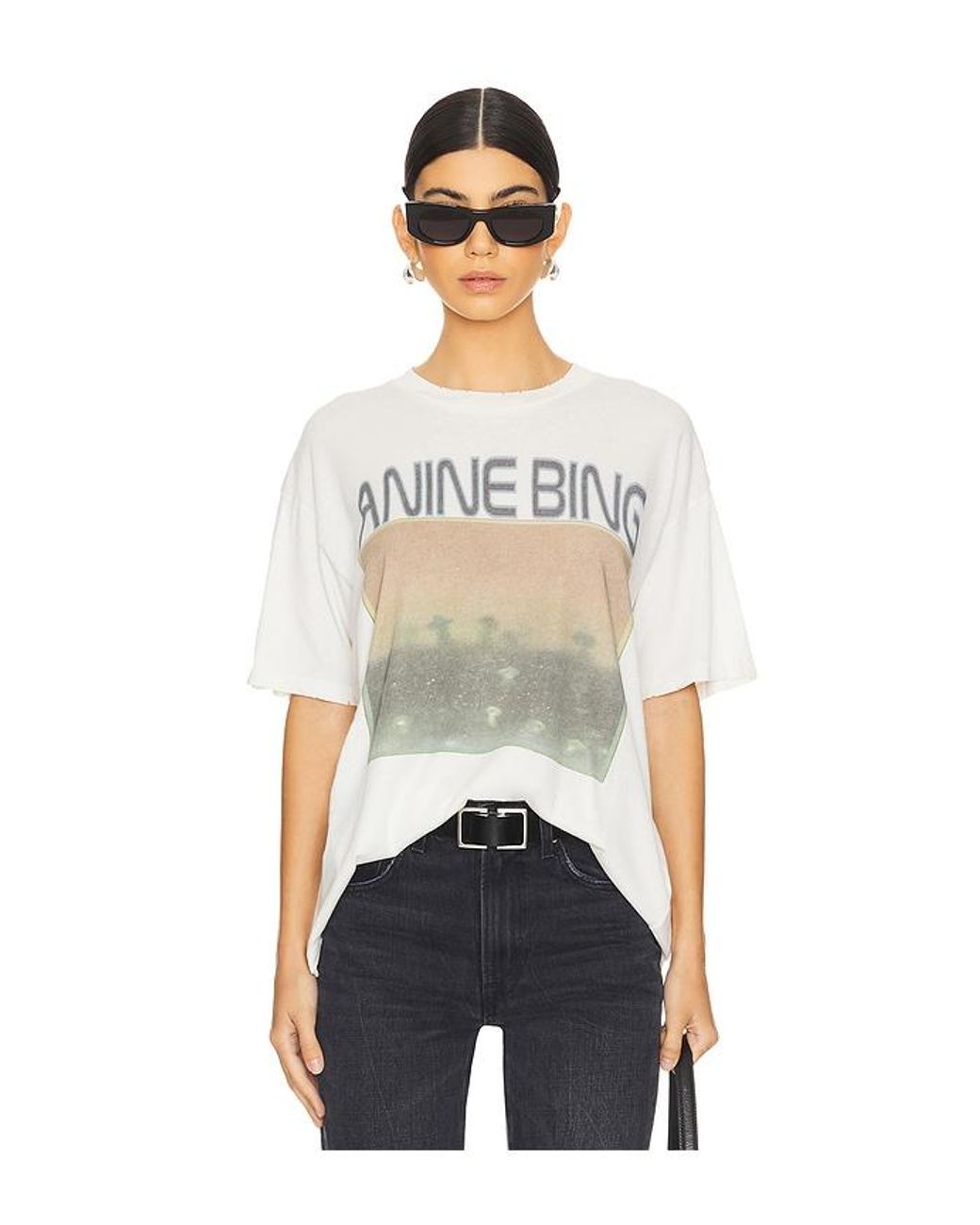 Anine Bing Cade Mushrooms Tee in Natural | Lyst