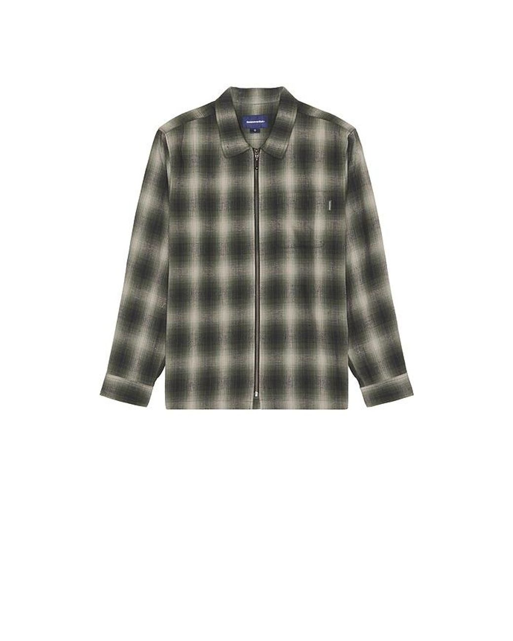 Thisisneverthat Gray Nep Check Zip Shirt for men