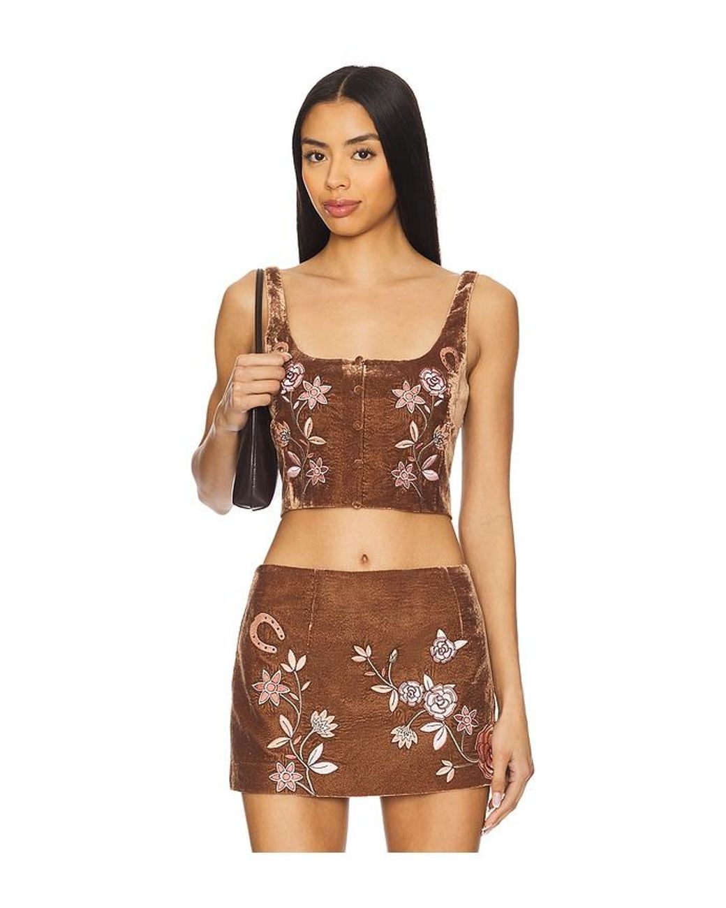 Leslie Amon Brown X Revolve Desert Top