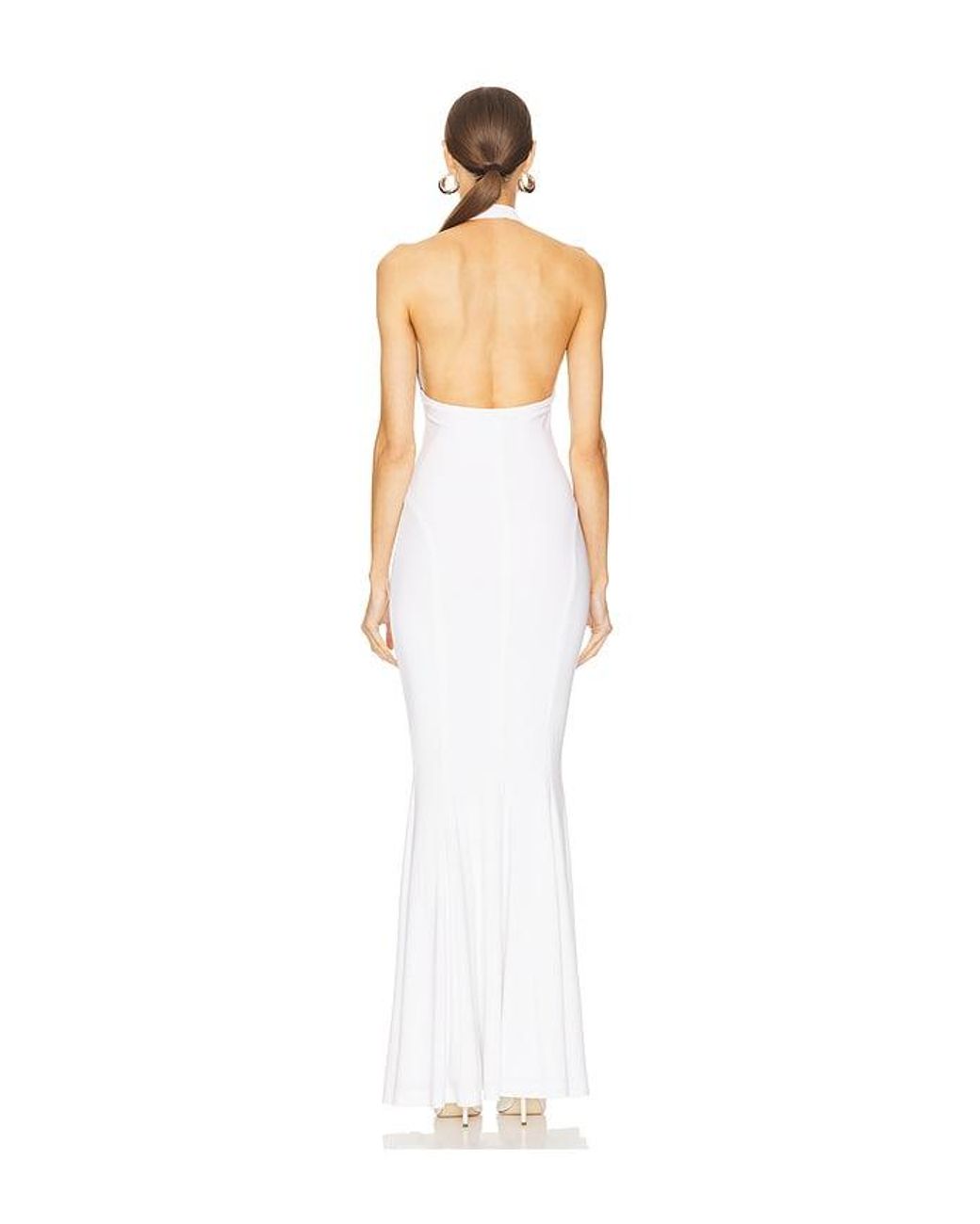 Norma Kamali White Halter Fishtail Gown