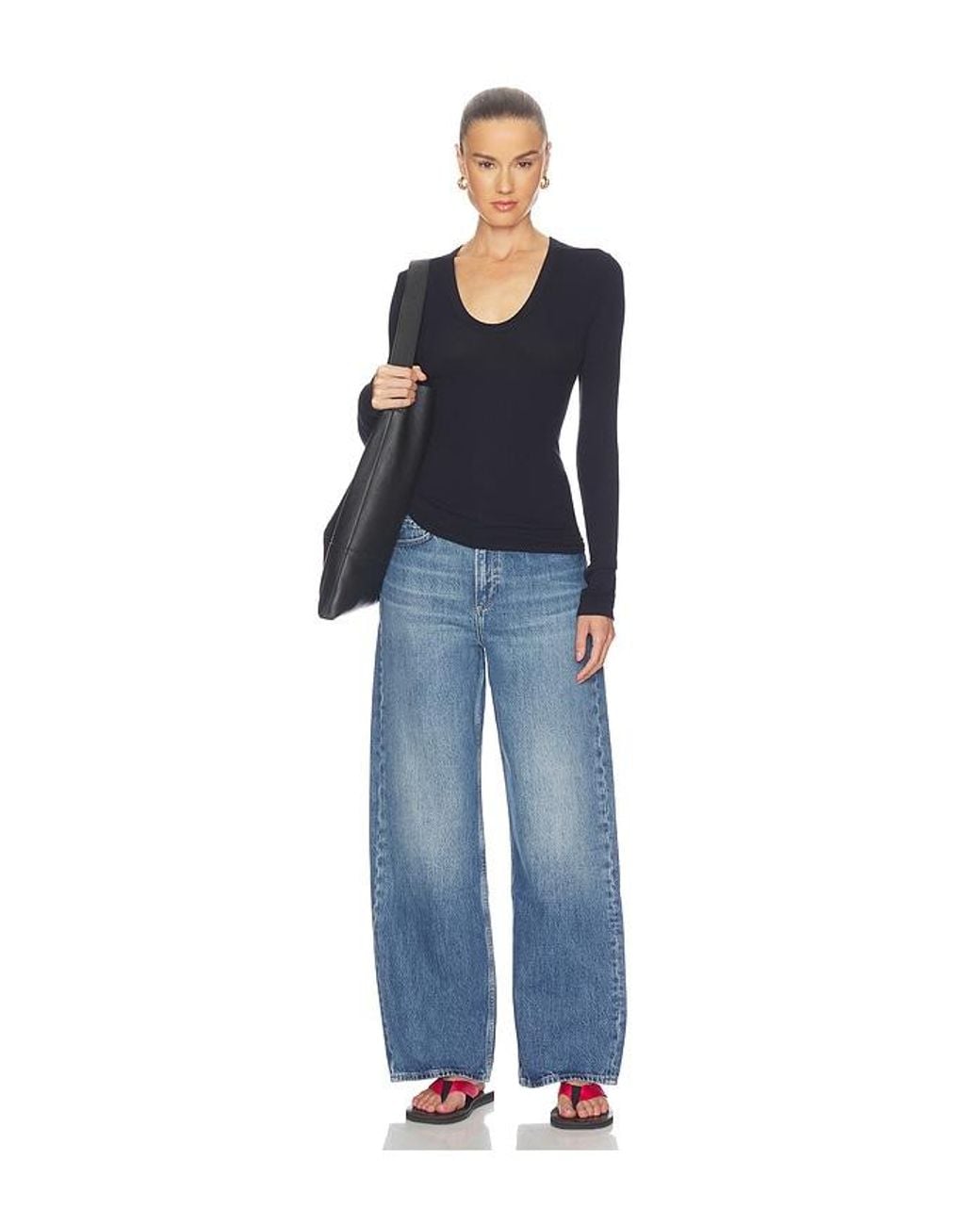 Enza Costa Blue Silk Rib Essential U Tee