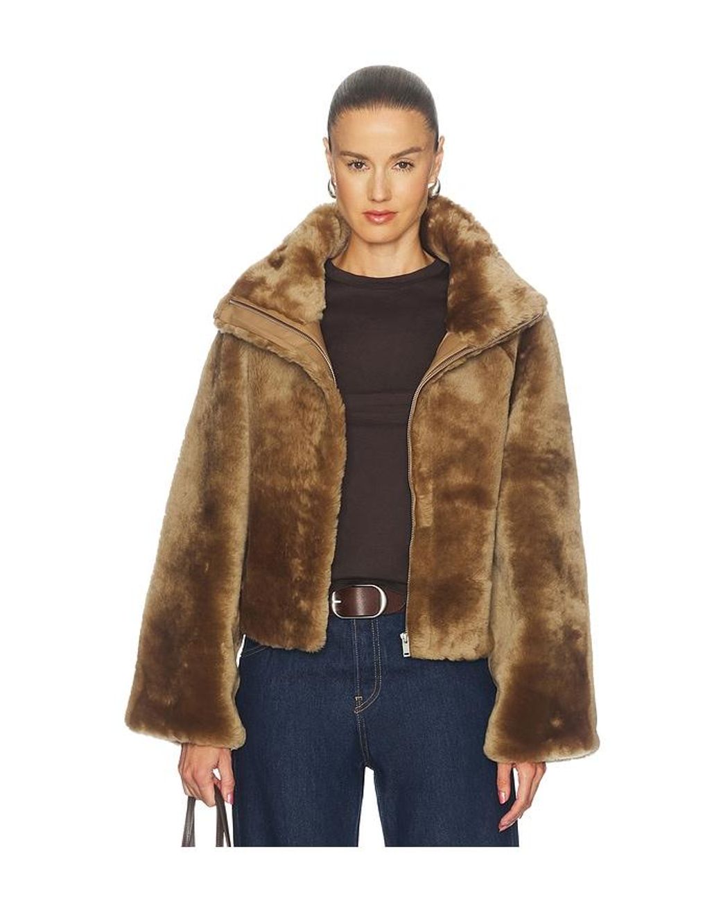 OW Collection Blue Tuva Fur Jacket