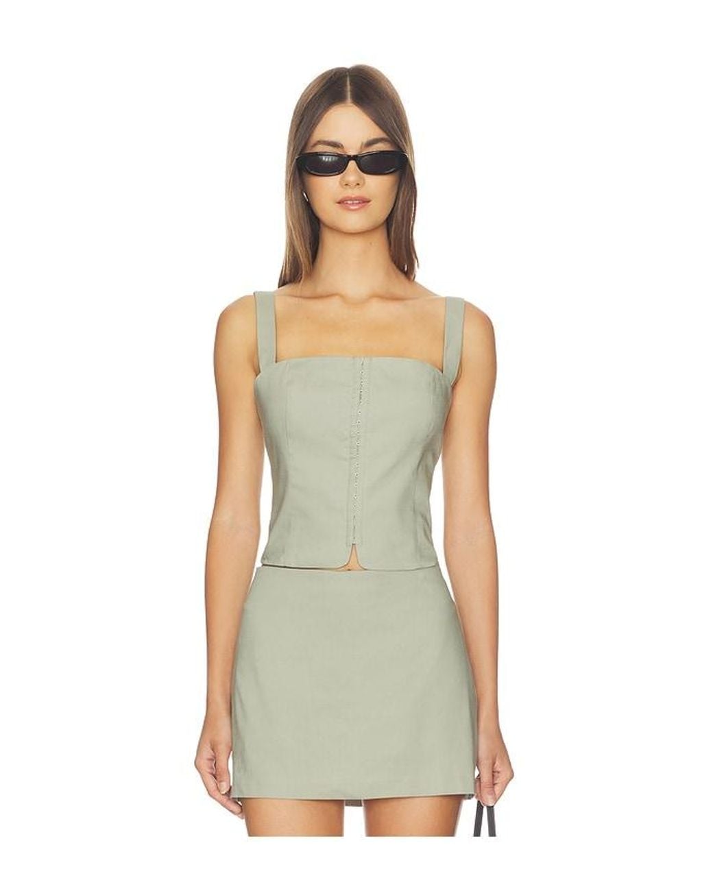 GOOD AMERICAN Green The Linen Corset Top