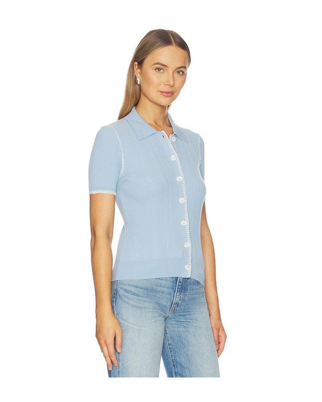 Rag & Bone Blue Harper Short Sleeve Cardigan