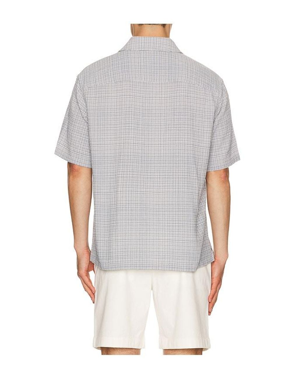 Theory Gray Mini Texture Check Shirt for men