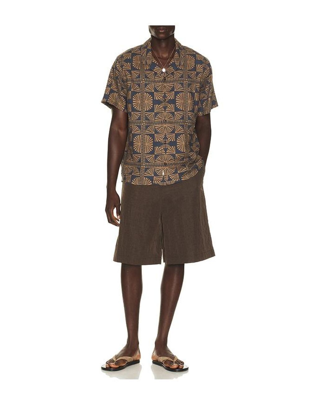 Marine Layer Brown Pablo Tencel Linen Resort Shirt for men