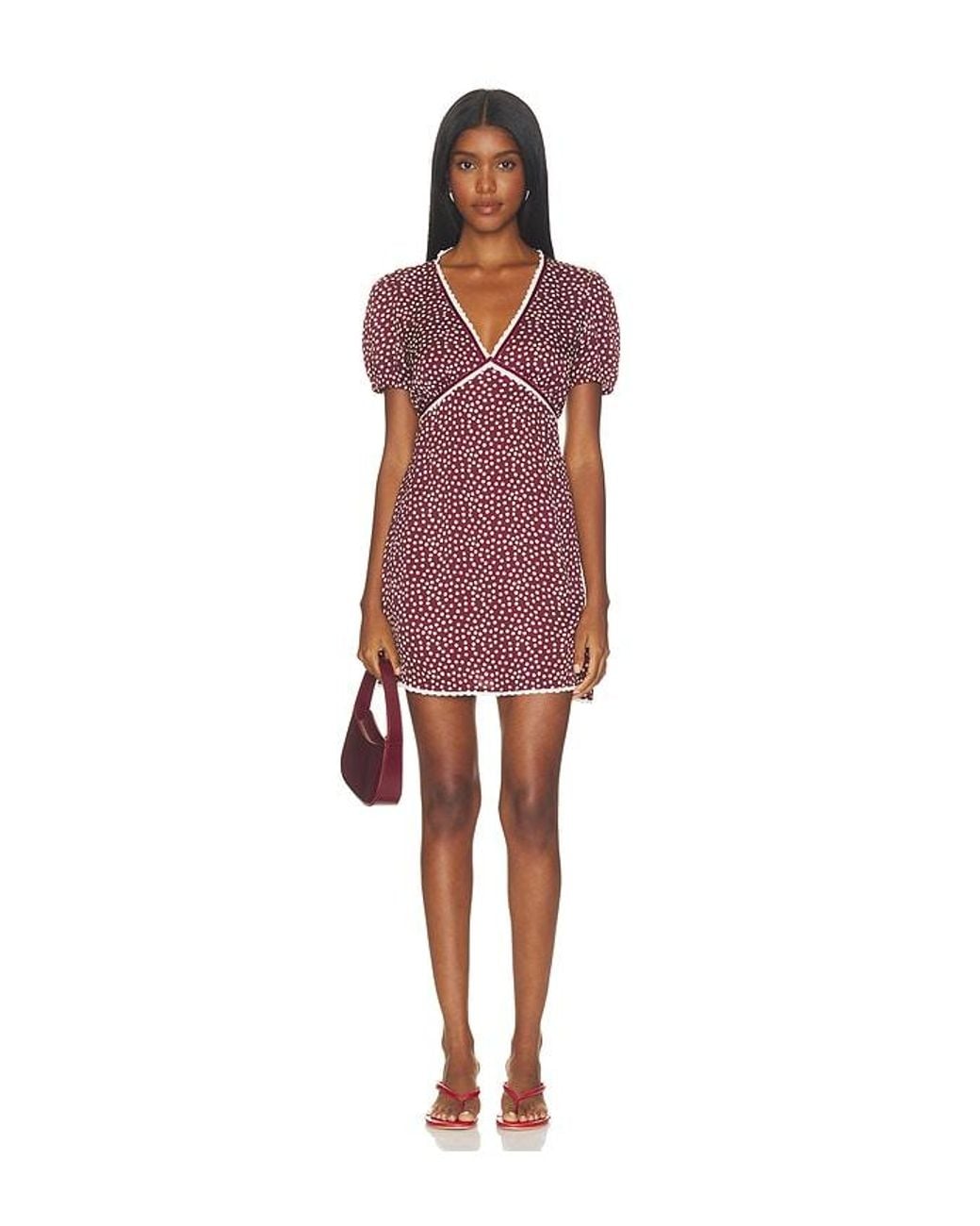 GOOD AMERICAN Red The Woven V Neck Dress