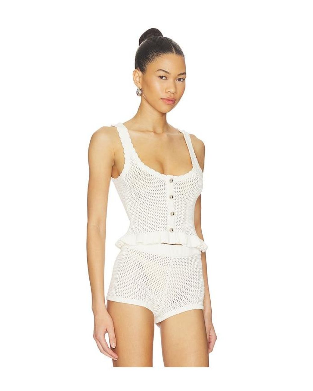 MAJORELLE White Fionina Pointelle Tank