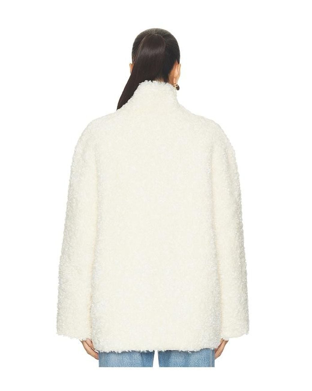 Source Unknown White Manuela Shawl-Collar Shearling Jacket