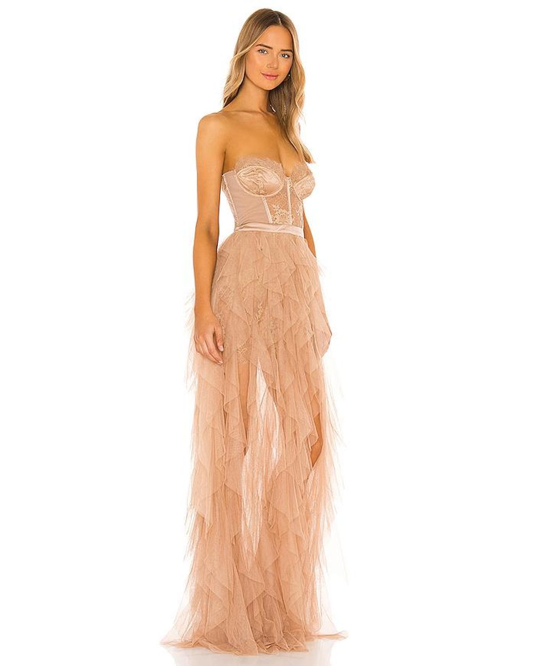 For Love & Lemons Brown X Revolve Bustier Gown