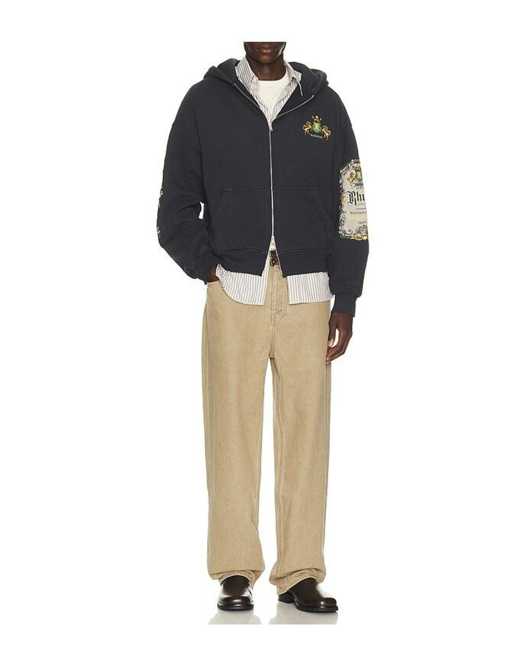 Rhude Blue Bordeaux Reserve Zip-Up Hoodie for men