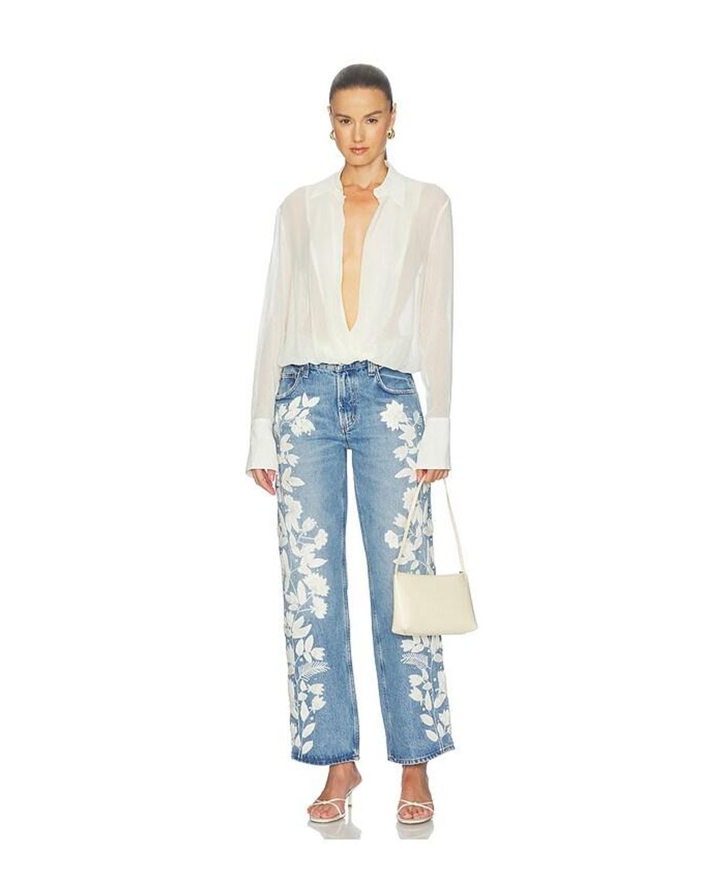 Citizens of Humanity Blue Lindz Straight W/ Floral Embroidery