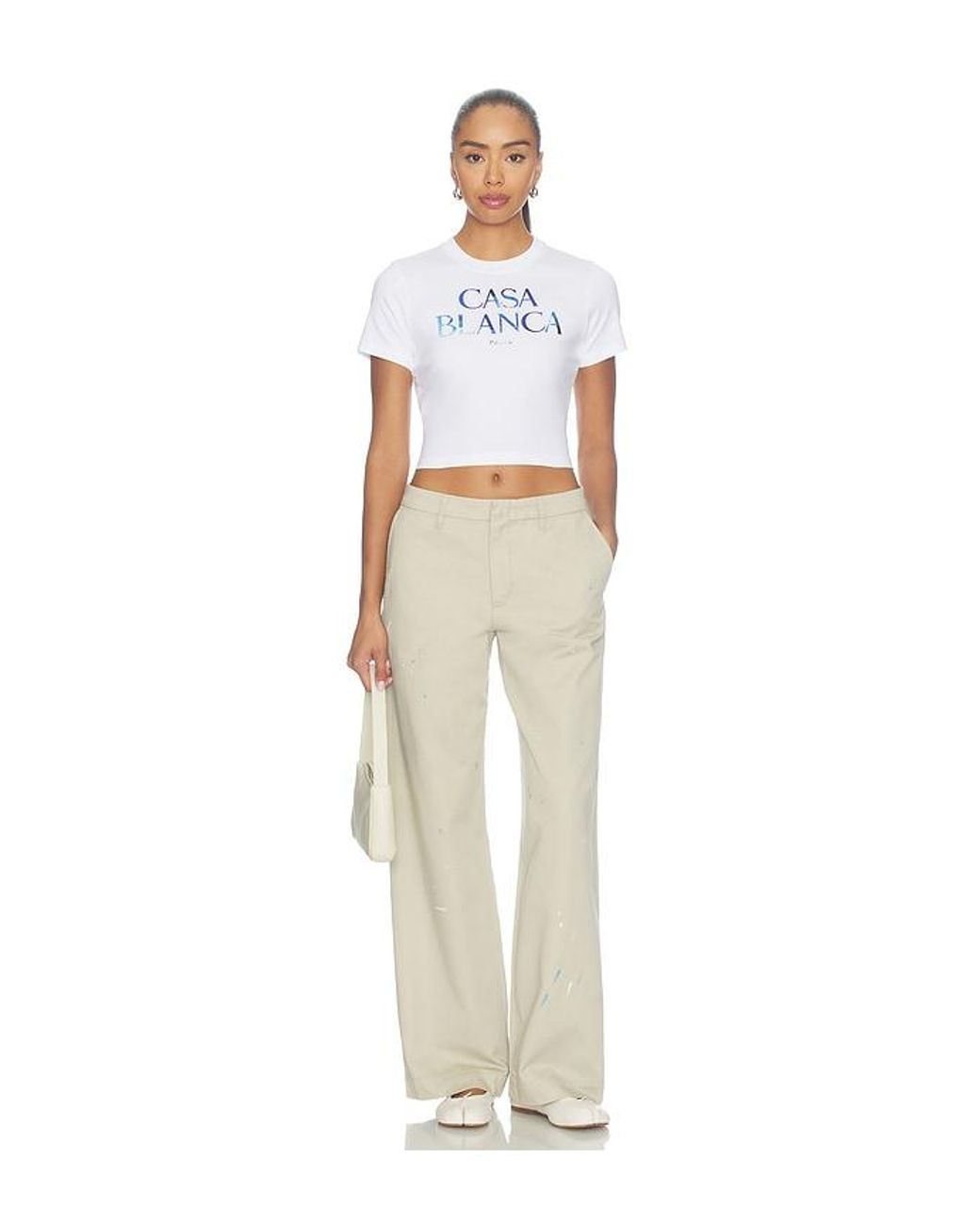 Casablanca White Cropped Baby Tee