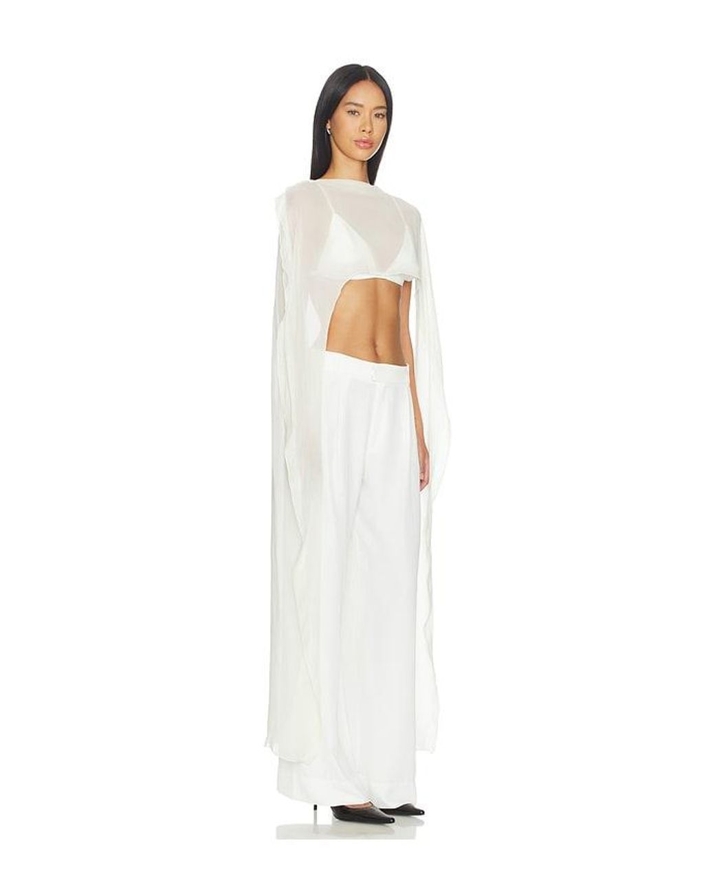 NonChalant Label White Chiara Silk Bra & Top Set
