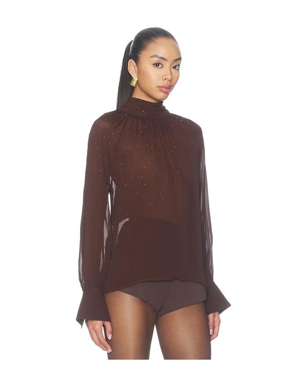 Generation Love Brown Noor Combo Crystal Blouse