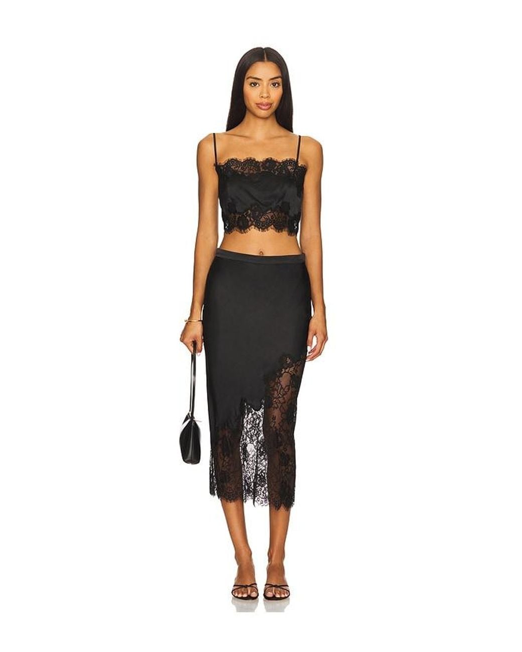 Fleur du Mal Black Silk And Lace Bandeau Top