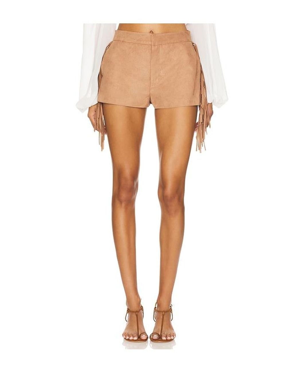 Lovers + Friends White Chase Faux Suede Short