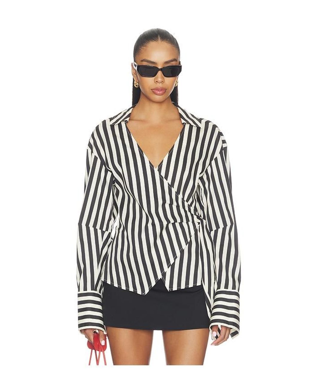 Simon Miller Black Anya Poplin Wrap Top