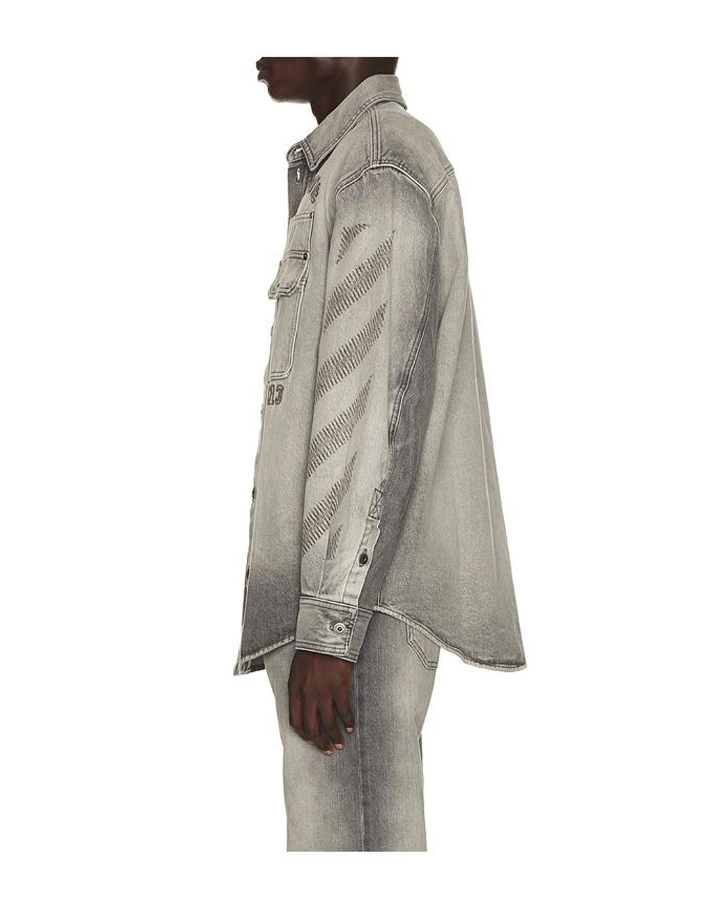 Off-White c/o Virgil Abloh Blue Denim Military Overshirt for men