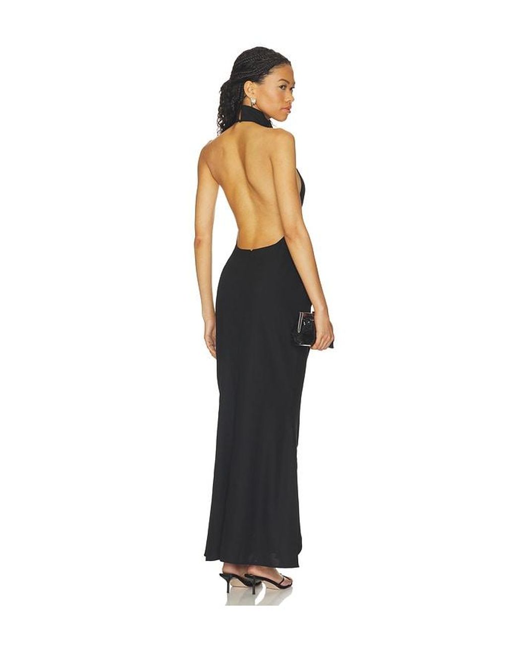 GUIZIO Black Suki Halter Neck Gown