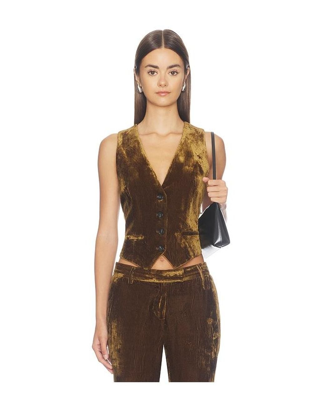 Courtney Zheng Multicolor Silk Velvet Corduroy Vest