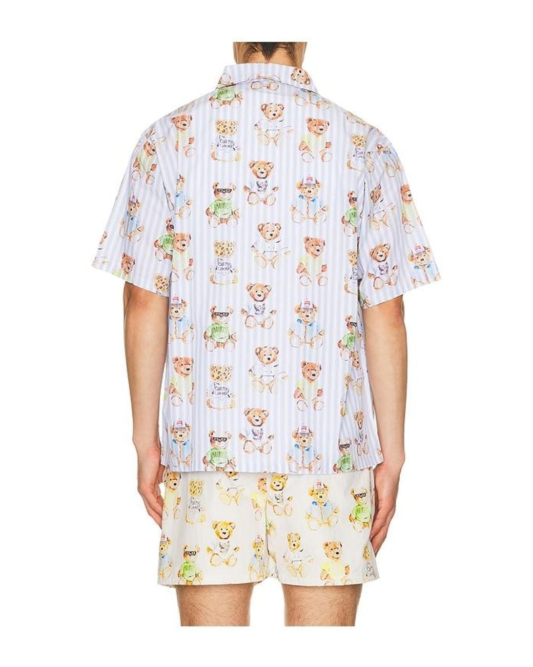 Market White Teddy Striped Woven Shirt for men