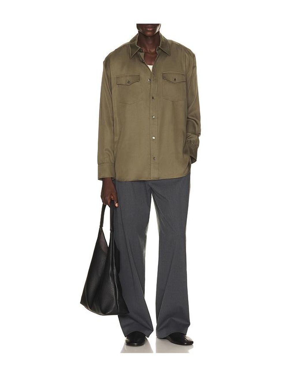 Jonathan Simkhai Green Carter Refined Workwear Shirt for men