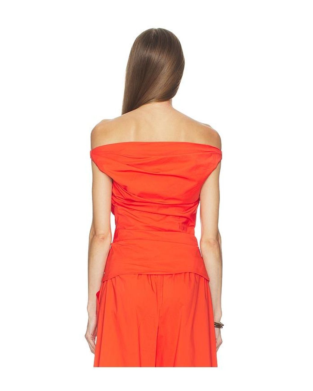 Jonathan Simkhai Red Maisel Cotton Draped Top