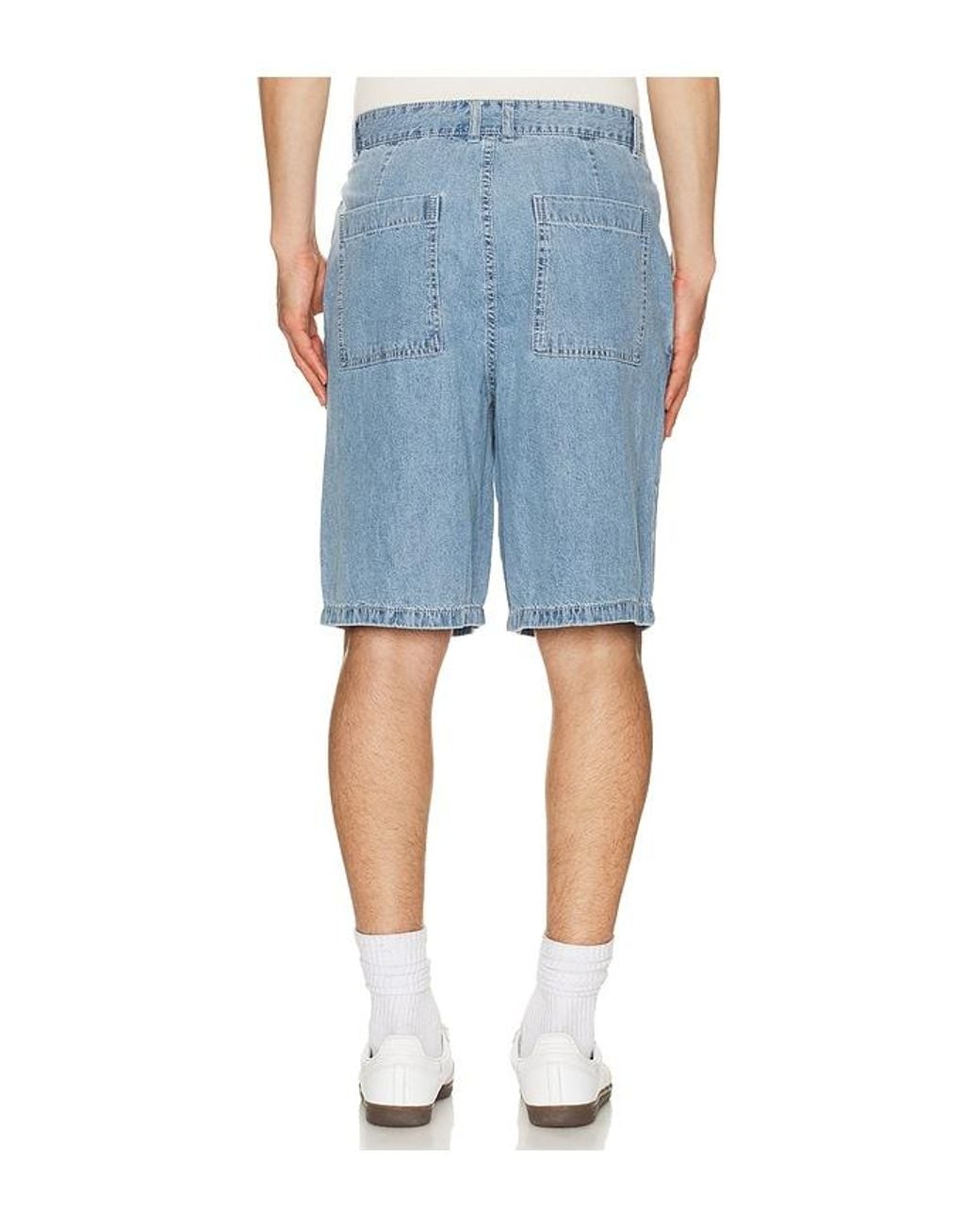 DUNST Blue Linen Denim Shorts for men