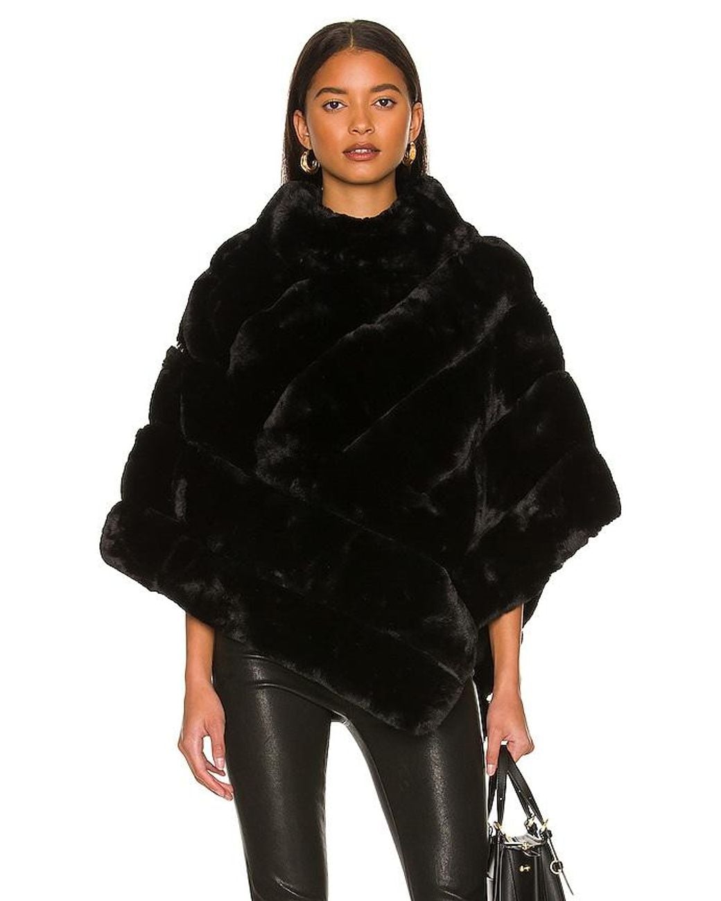 Adrienne Landau Black Faux Fur Wrap