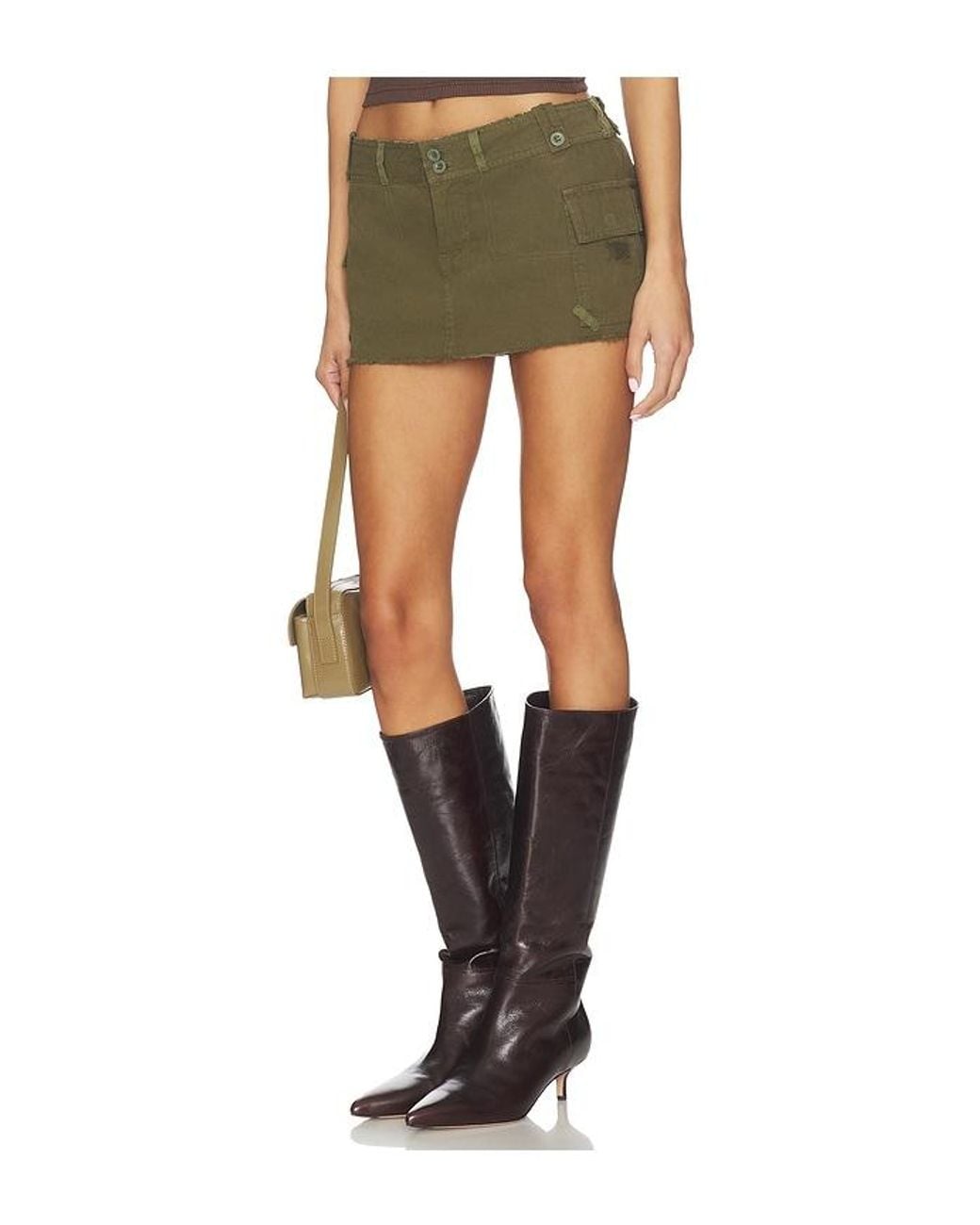 GUIZIO Green Cargo Mini Skirt