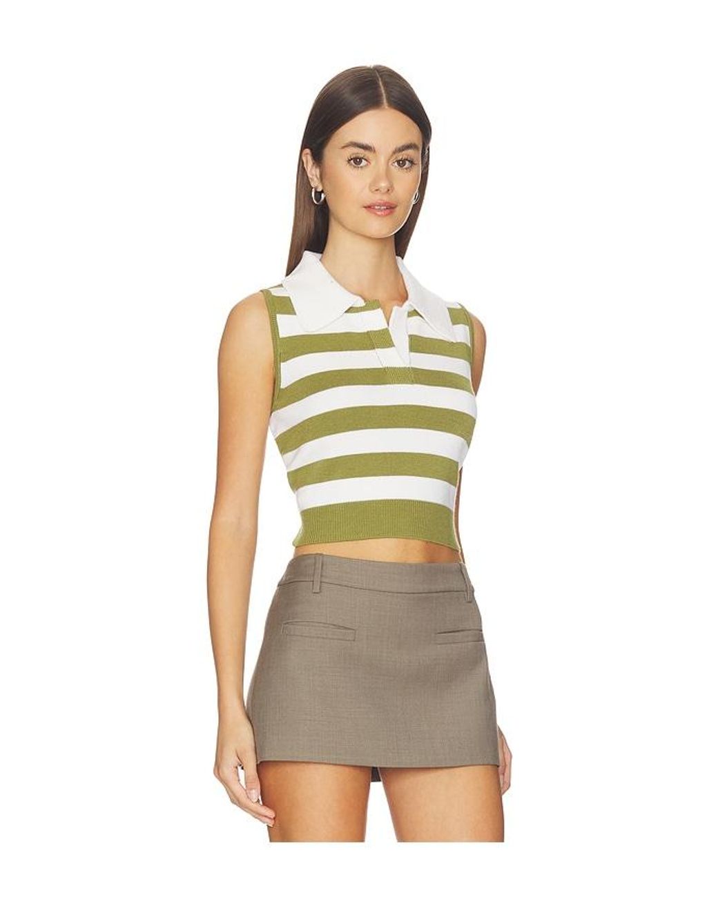 Monse Natural Leather Belt Cut Out Knitted Top