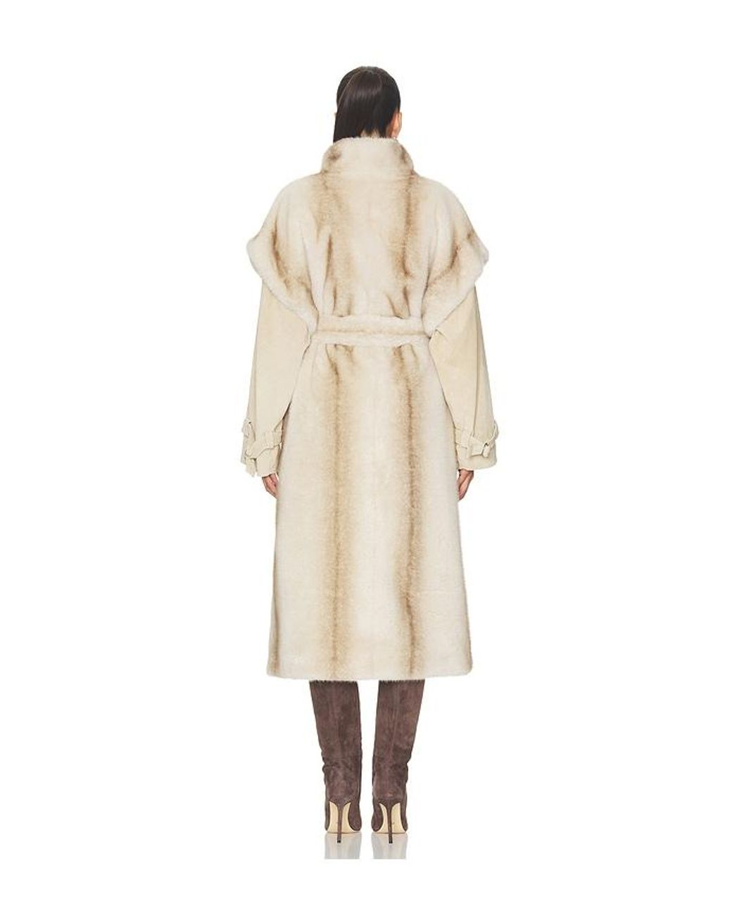 DUCIE White Harper Long Fur Coat