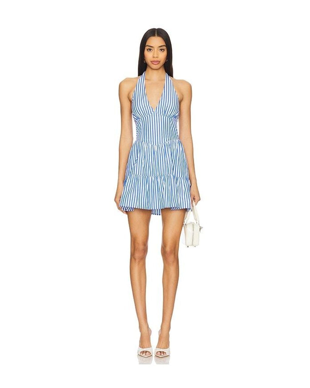 MORE TO COME Blue Davina Halter Mini Dress