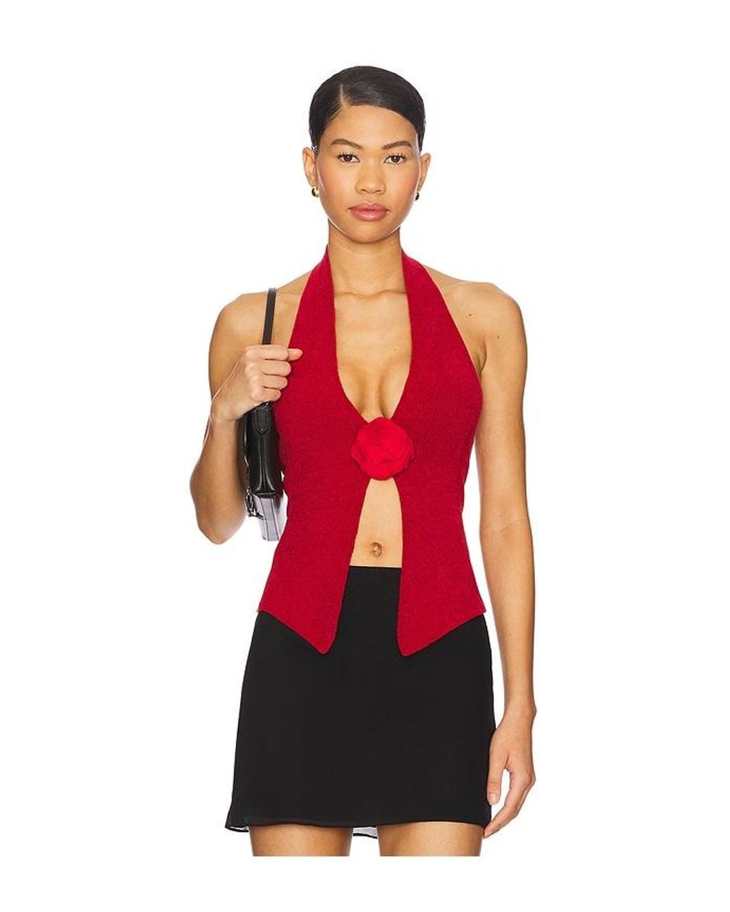 With Jean Red Rose Top