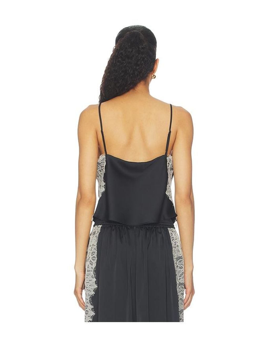 Cinq À Sept Black Esme Satin Lace Petit Marta Cami